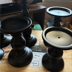 6 pcs Metal Pillar black Candle Holder Candlestick Holder